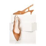 Lena Extra-Wide Fit Slingback - Tan Leather & Patent