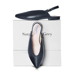 Lia Extra-Wide Fit Slingback Flats - Black Leather