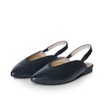 Lia Extra-Wide Fit Slingback Flats - Black Leather