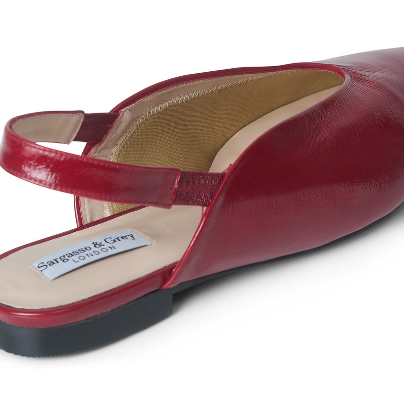Extra Wide Fit Red Leather Slingback Flats – Sargasso and Grey