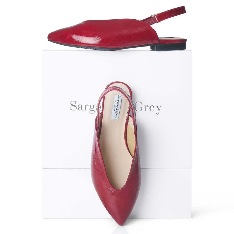 Extra Wide Fit Red Leather Slingback Flats – Sargasso and Grey