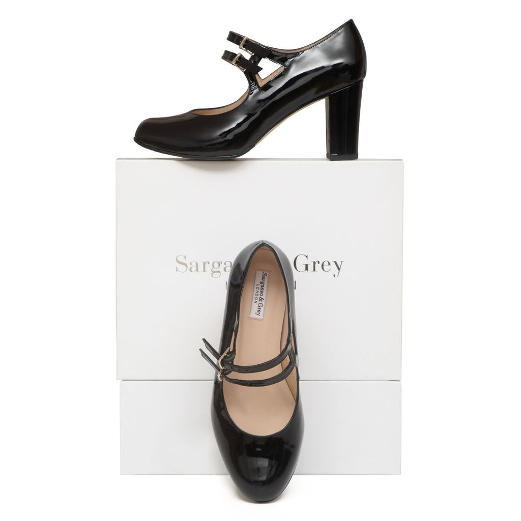 Liberty Extra Wide Fit Buckle Heels Patent Leather