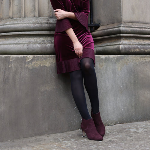 Lily Extra-Wide Fit Boots - Burgundy Suede