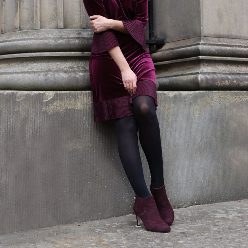 Lily Extra-Wide Fit Boots - Burgundy Suede