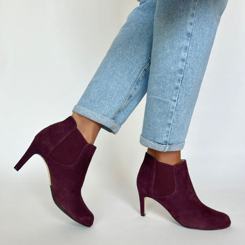 Lily Extra-Wide Fit Boots - Burgundy Suede