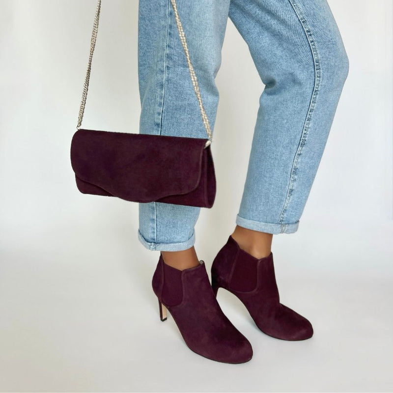 Lily Extra-Wide Fit Boots - Burgundy Suede