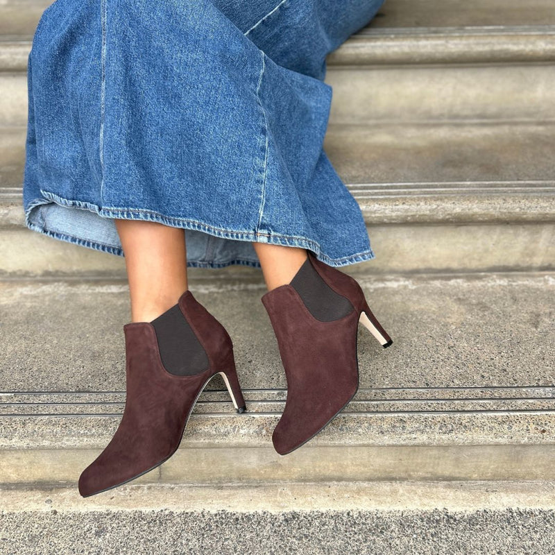 Extra Wide Fit Brown Suede Ankle Boots Sargasso and Grey