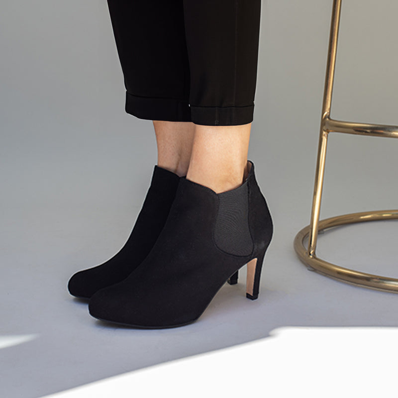 Wide Fit Black Suede Ankle Boots – Sargasso and Grey
