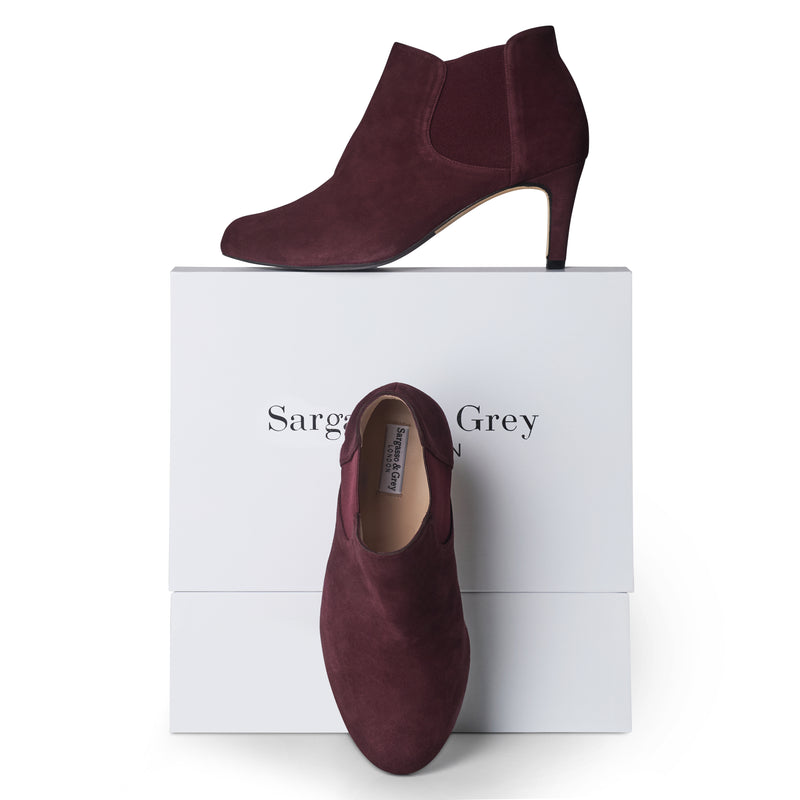 Lily Extra-Wide Fit Boots - Burgundy Suede