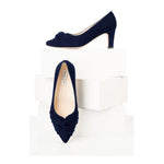 Lola Extra-Wide Fit Court Shoe – Navy Suede