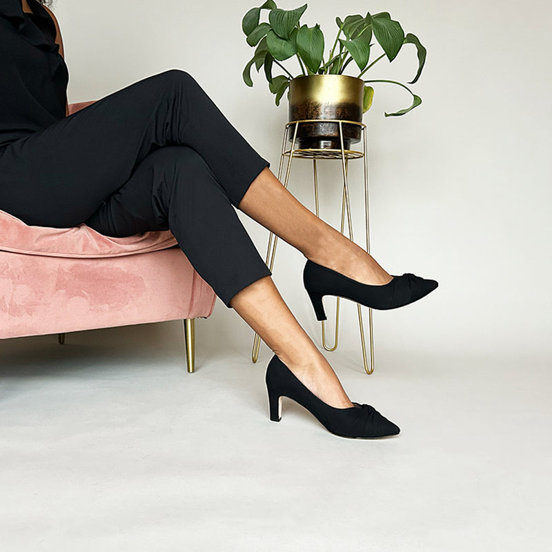 Lola Extra-Wide Fit Court Shoe – Black Suede
