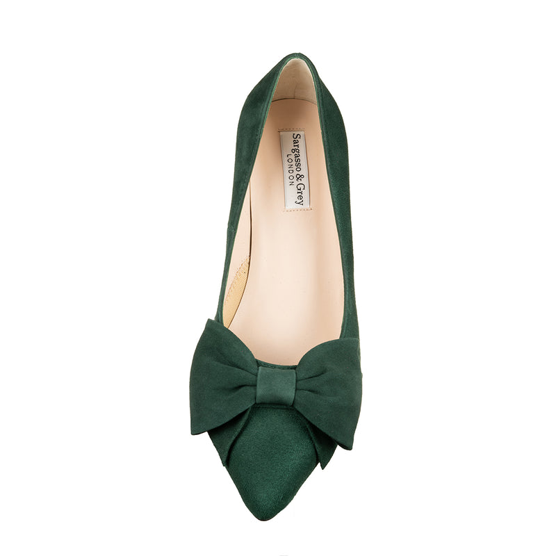 Lori Extra-Wide Fit Court Shoe – Green Suede