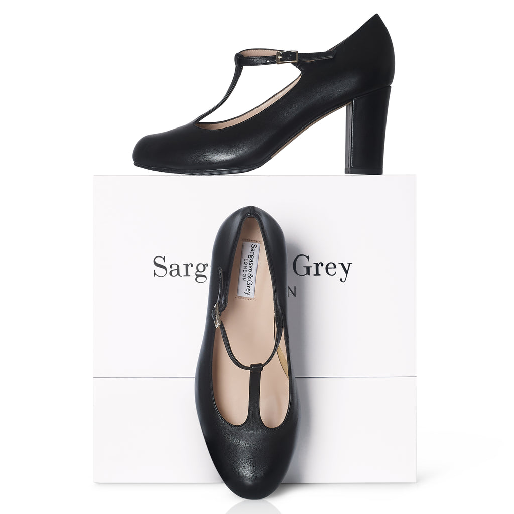 Lorna Extra Wide Fit T Bar Heels Leather