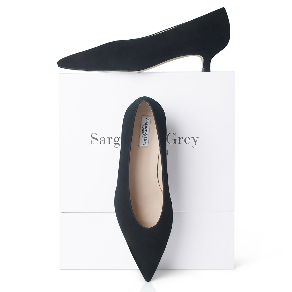 Lou Extra Wide Fit Kitten Heels Suede