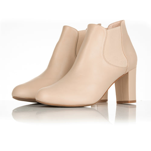 Lucille Extra-Wide Fit Boots - Beige Leather