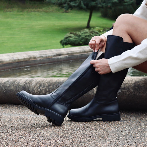 Luna - Ex-Wide Fit Knee High Boots - Black Leather - COMING SOON