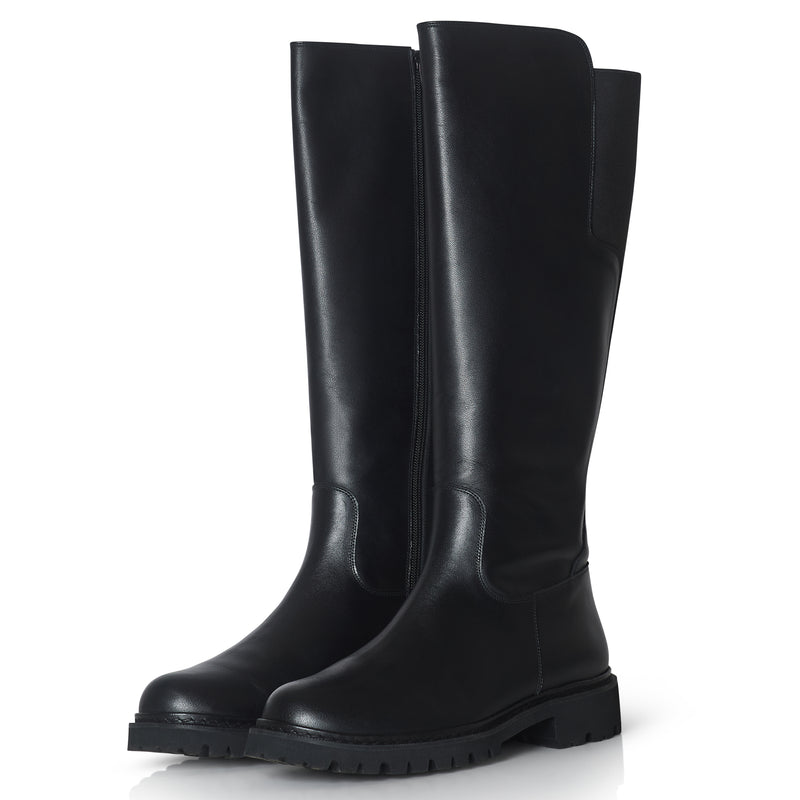 Luna - Ex-Wide Fit Knee High Boots - Black Leather - COMING SOON