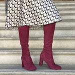 Lydia Extra-Wide Fit Knee High Boots - Claret Suede