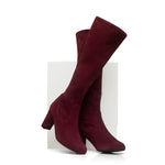 Lydia Extra-Wide Fit Knee High Boots - Burgundy Suede