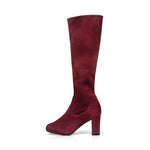 Lydia Extra-Wide Fit Knee High Boots - Claret Suede