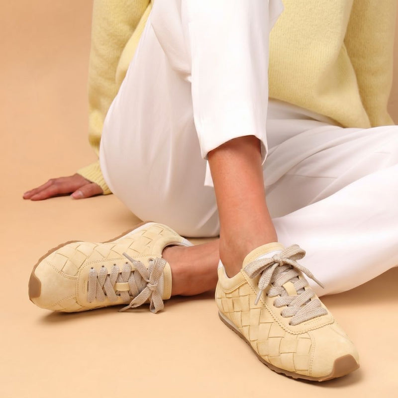 Mali Wide Fit Woven Trainers - Butter Yellow Suede – Sargasso and Grey