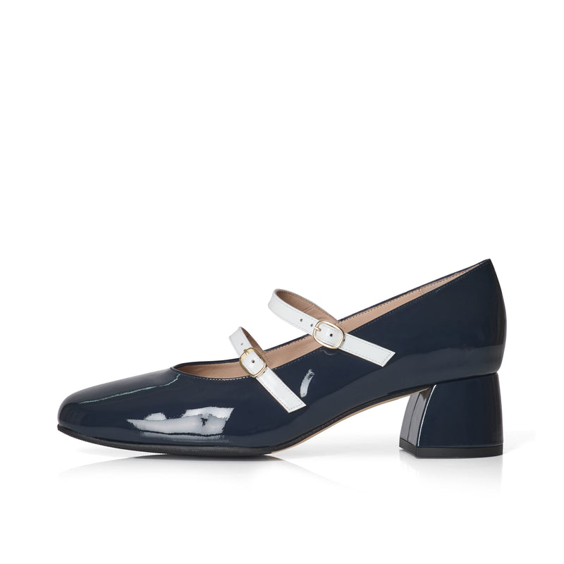 Mary Jane - Extra-Wide Fit - Navy Patent Leather