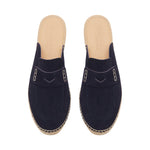 Esme - Wide Fit Espadrille Loafer Sliders - Navy Suede