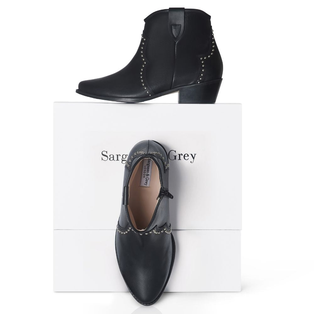 Jago Extra Wide Fit Cowboy Boots Studded Leather