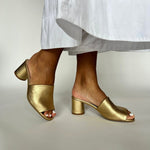 Fiona Extra-Wide Fit Mules - Gold Leather