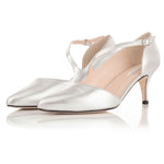 CURRENT SEASON SECONDS -  Penelope Extra Wide Fit Heels - Silver Leather (SAMPLE SALE)