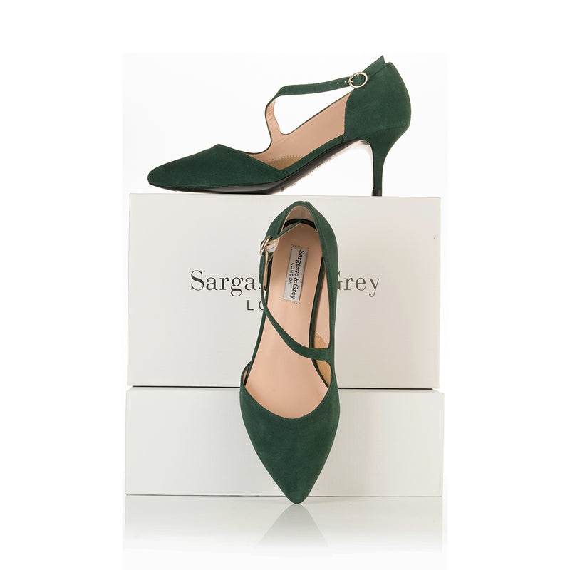Penelope Extra-Wide Fit Shoes - Green Suede