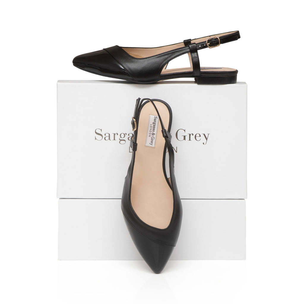 Sadie Extra Wide Fit Slingback Flats Leather &amp Patent