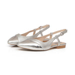 Sadie Extra Wide Fit Slingback Flats - Silver Leather