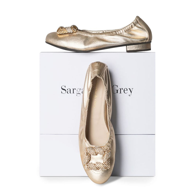 Wide Fit Gold Stretch Leather Ballet Flats Sargasso and Grey Wide Fit Gold Stretch Leather Ballet Flats Sargasso and Grey