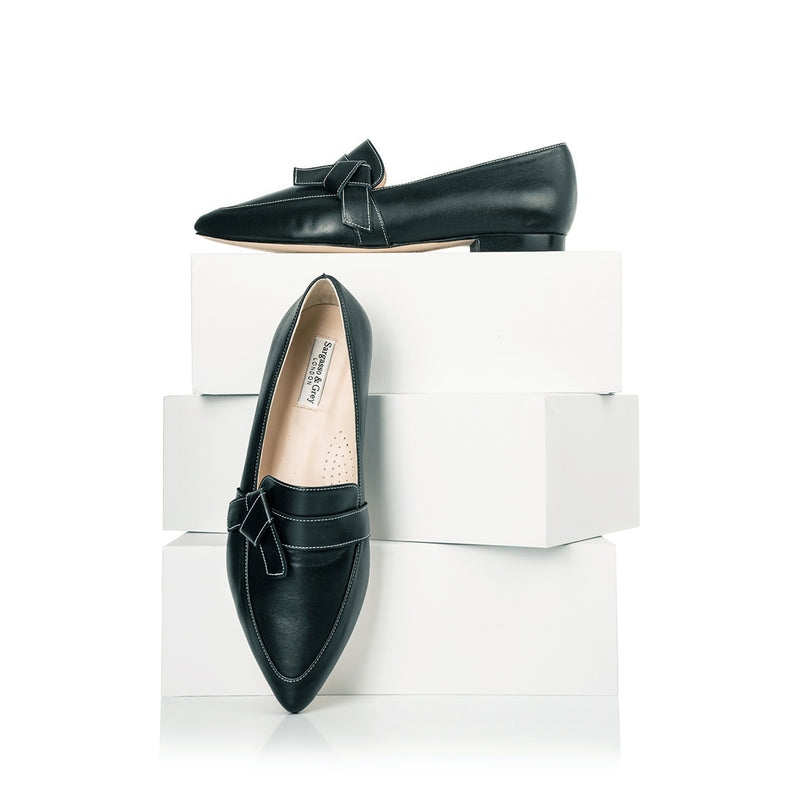 Sandy Extra-Wide Fit Flats  - Black Leather