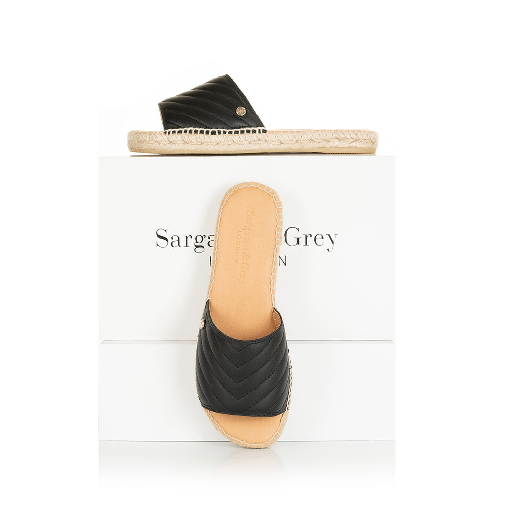 Sarah Wide Fit Espadrille Sandals Quilted Leather