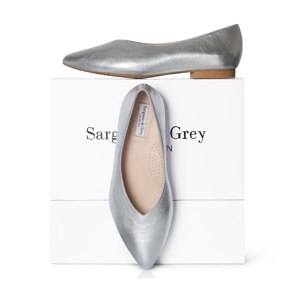 Siobhan Extra Wide Fit Flats Silver Leather