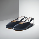 Lia Extra-Wide Fit Slingback Flats - Black Leather