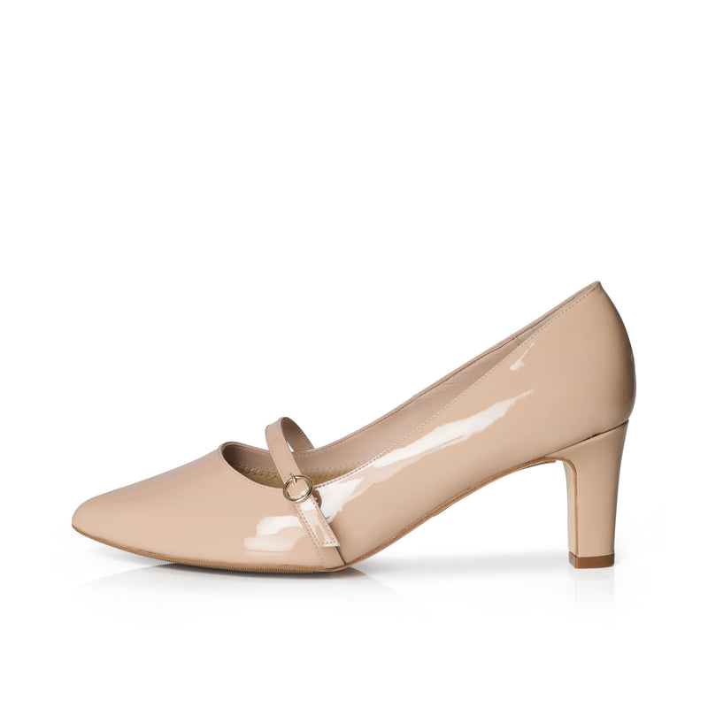 Stevie Extra-Wide Fit Court Shoe – Nude Patent Leather