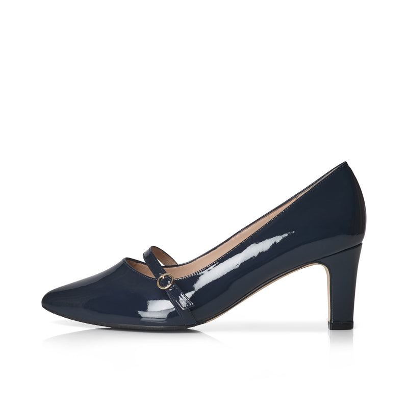 Stevie Extra-Wide Fit Court Shoe – Navy Patent Leather