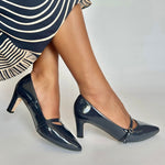 Stevie Extra-Wide Fit Court Shoe – Navy Patent Leather