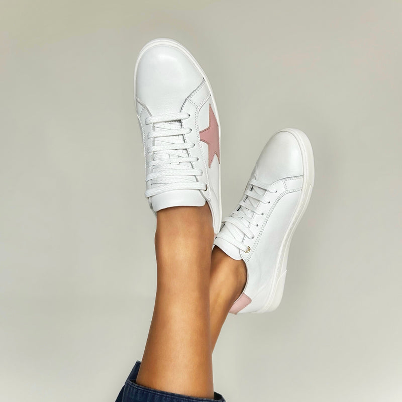Superstella Wide Fit Trainers - Baby Pink Leather