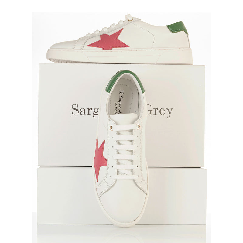 Superstella Wide Fit Trainers - Green & Pink Leather
