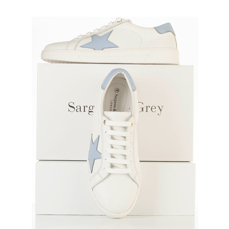 Superstella Wide Fit Trainers - Baby Blue Leather