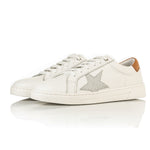 Superstella Wide Fit Trainers - Tan & Silver Leather
