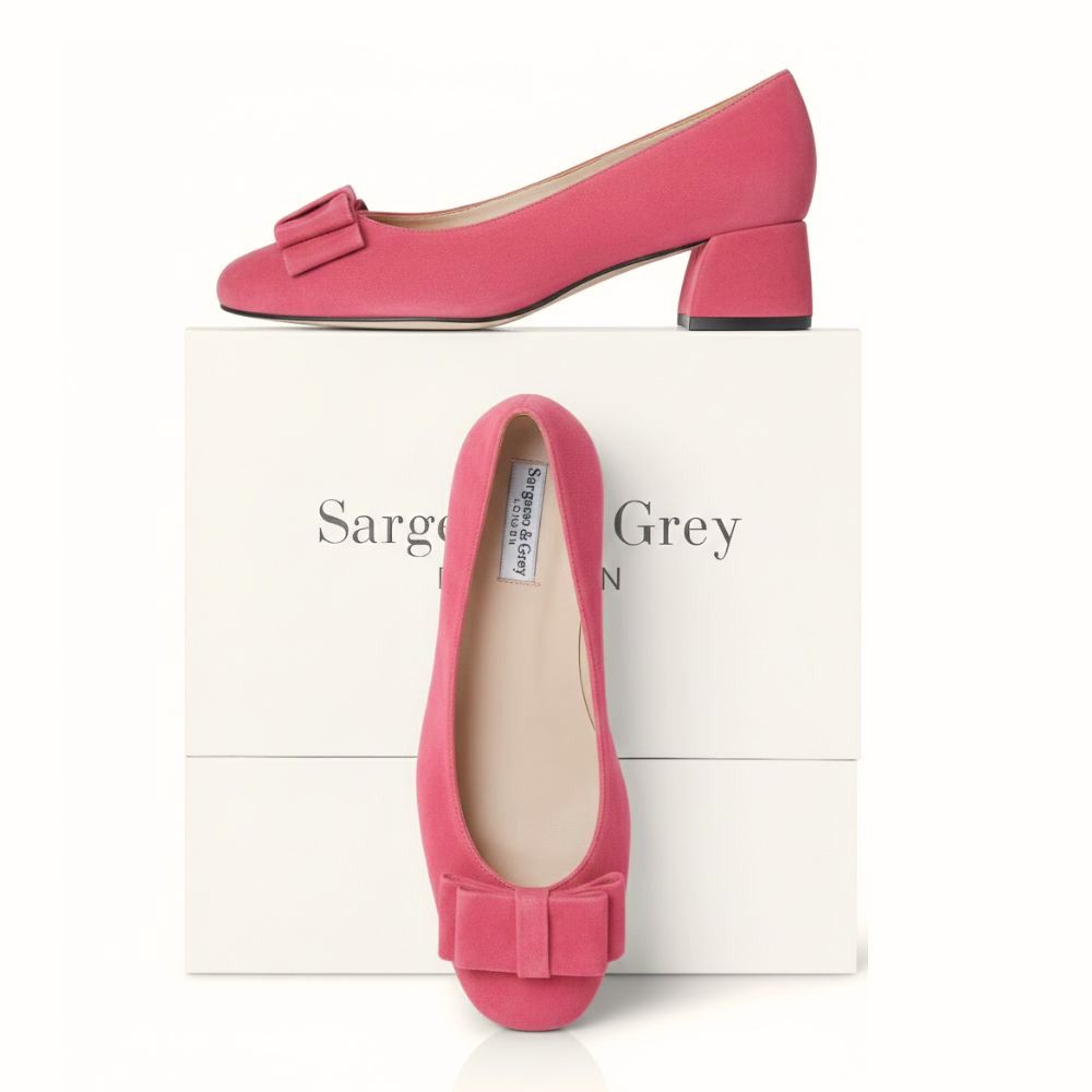 Extra-wide Fit Raspberry Pink Suede Court Block Heels – Sargasso and Grey
