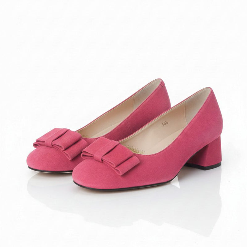 Extra-wide Fit Raspberry Pink Suede Court Block Heels – Sargasso and Grey