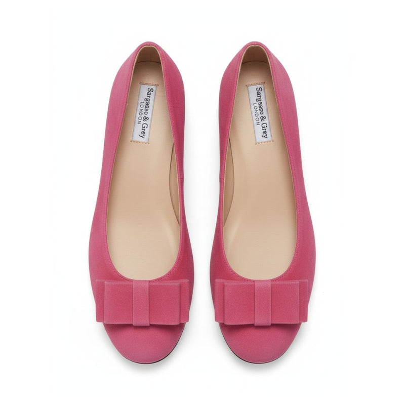 Extra-wide Fit Raspberry Pink Suede Court Block Heels – Sargasso and Grey