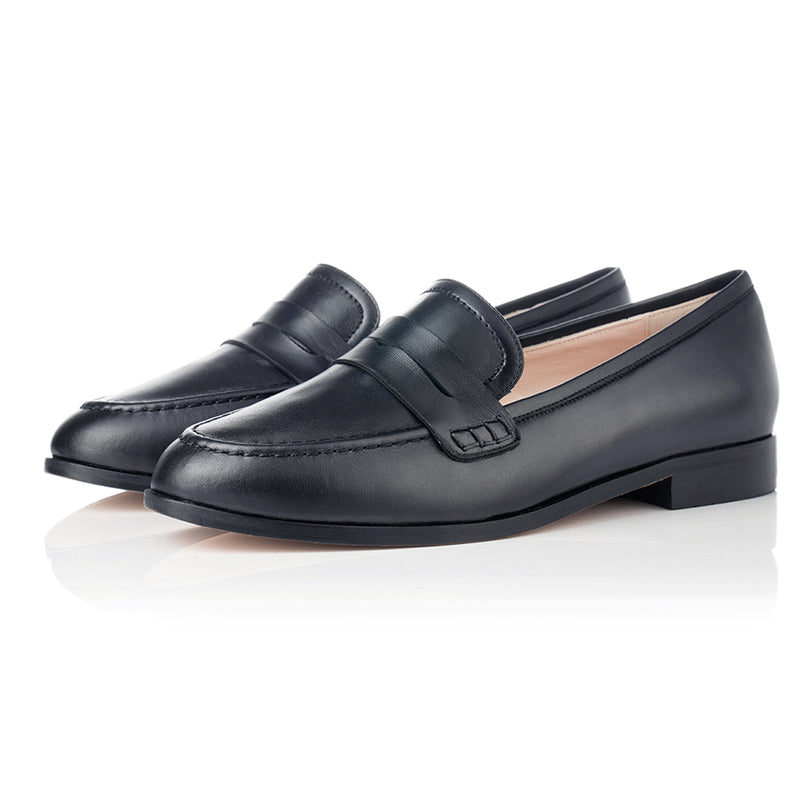Sylvie Extra-Wide Fit Loafers  - Black Leather