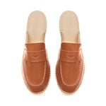 Esme - Wide Fit Espadrille Loafer Sliders - Tan Leather